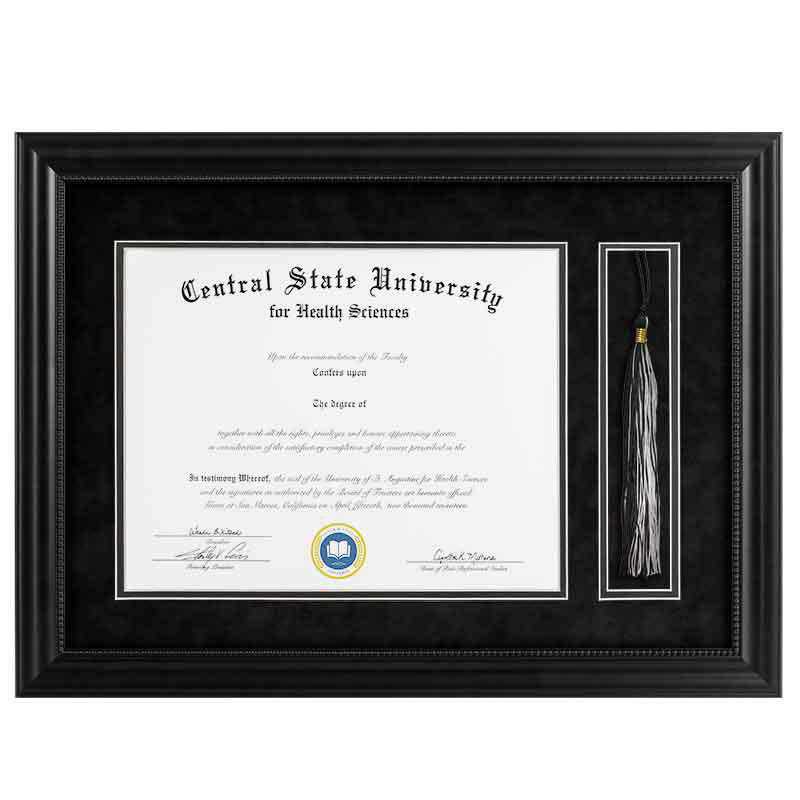 Heritage Frames 11x14 Premium Black Wood Diploma Frame with Tassel Display