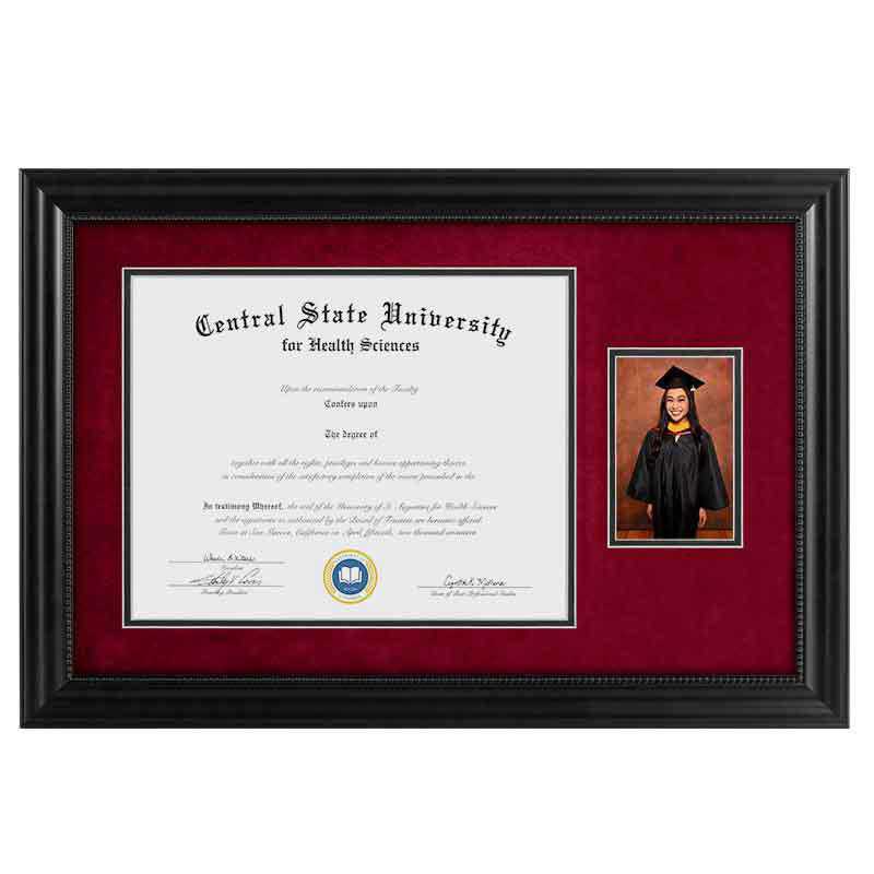 Heritage Frames 11x14 Premium Black Wood Diploma Frame with 4x6 Photo Display