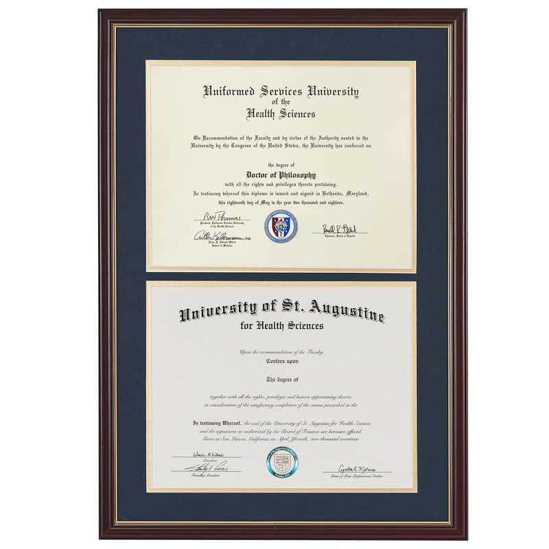Heritage Frames Standard Cherry & Gold Wood Double Diploma Frame