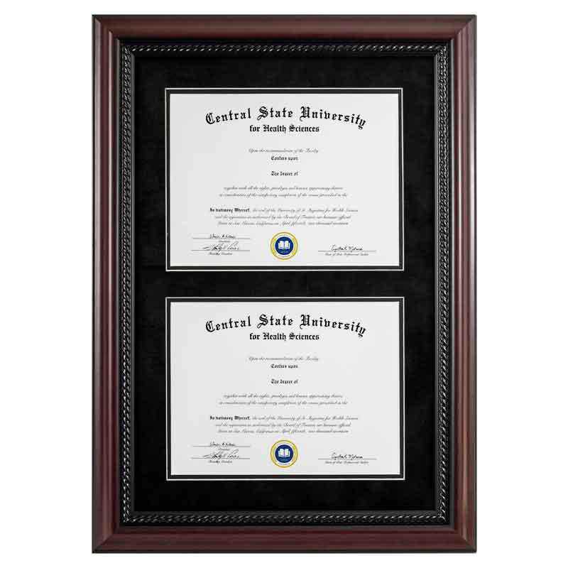 Heritage Frames Premium Cherry Wood Double Diploma Frame with Rope Border