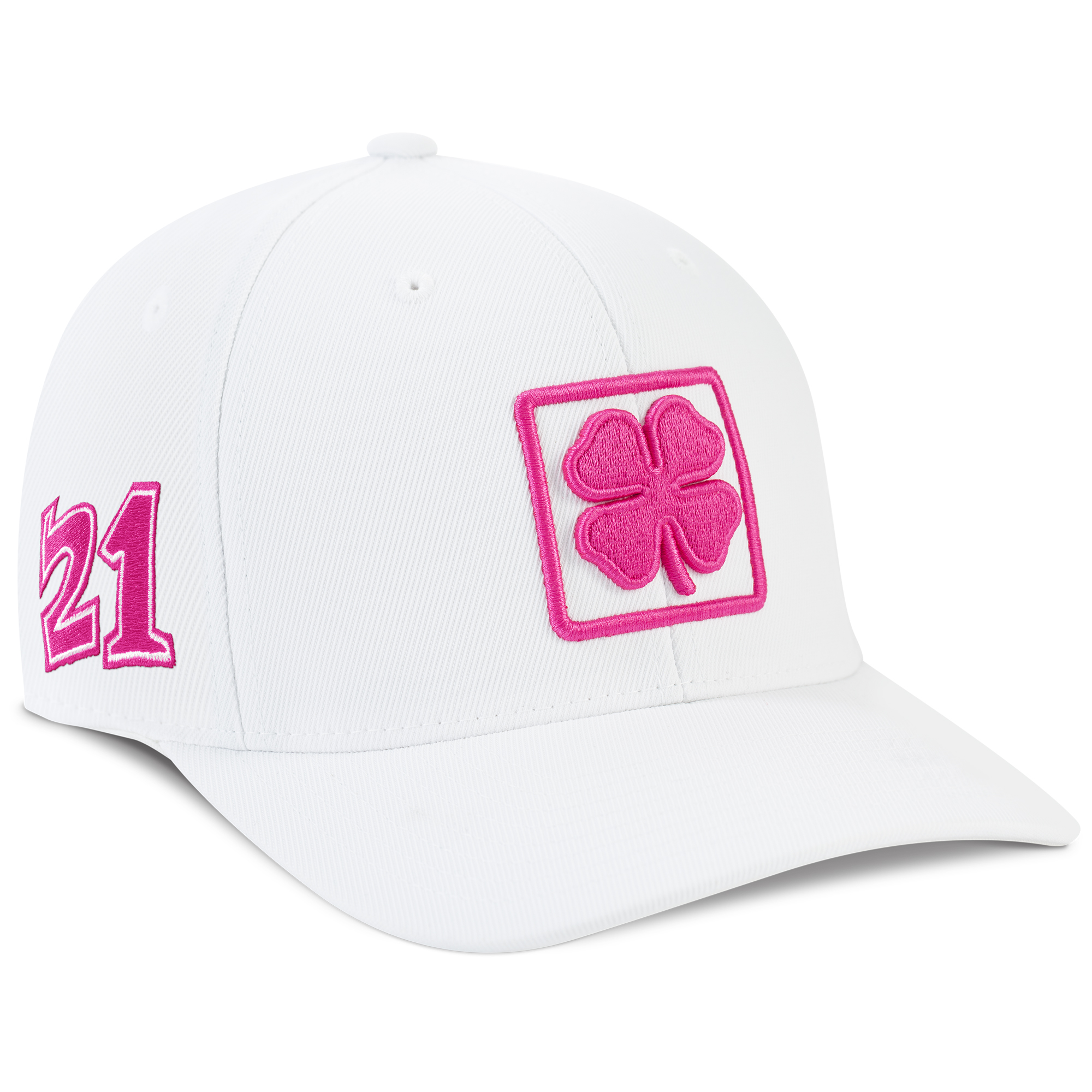 pink and white hat