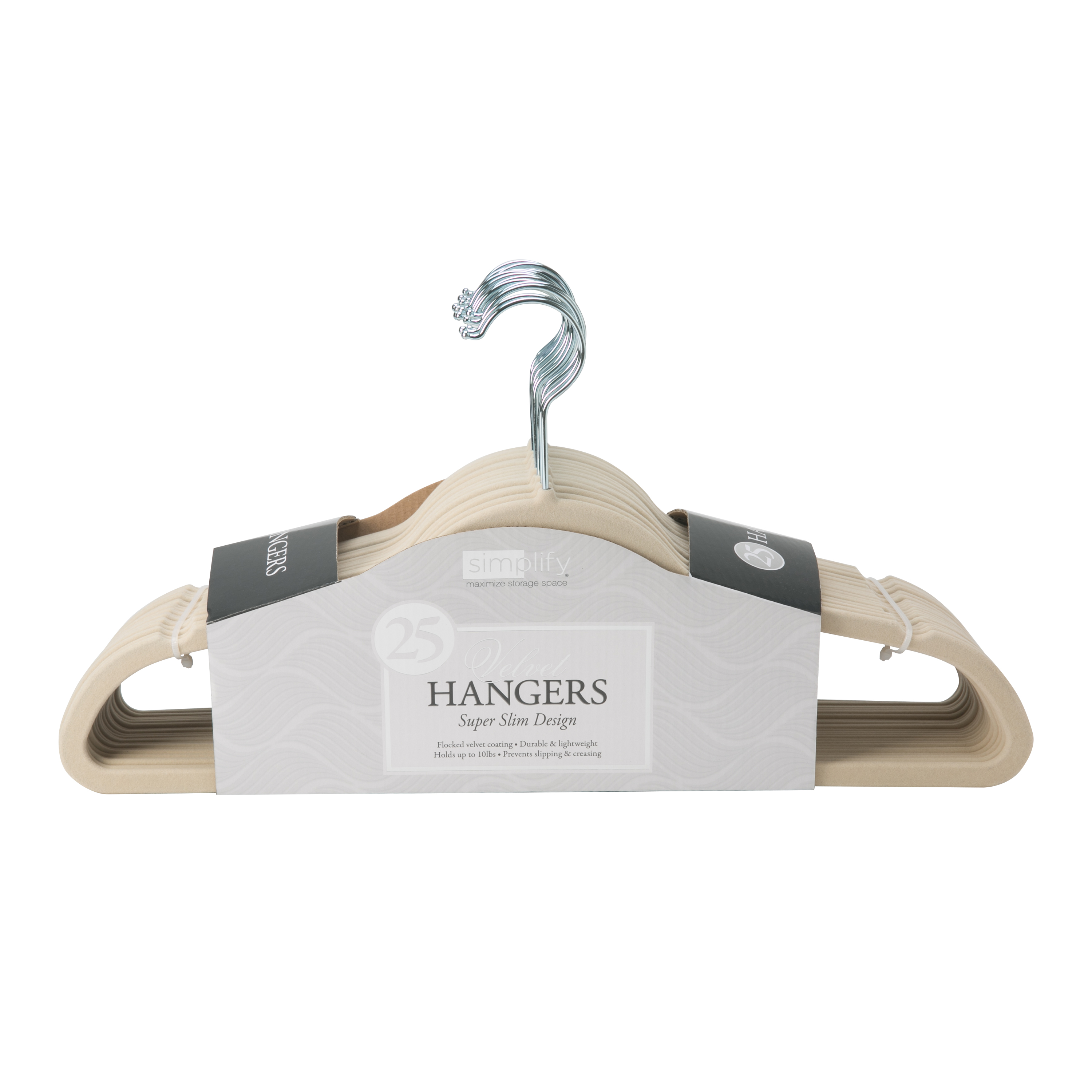 Simplify 6 Pack Children's Velvet Hangers in Ivory