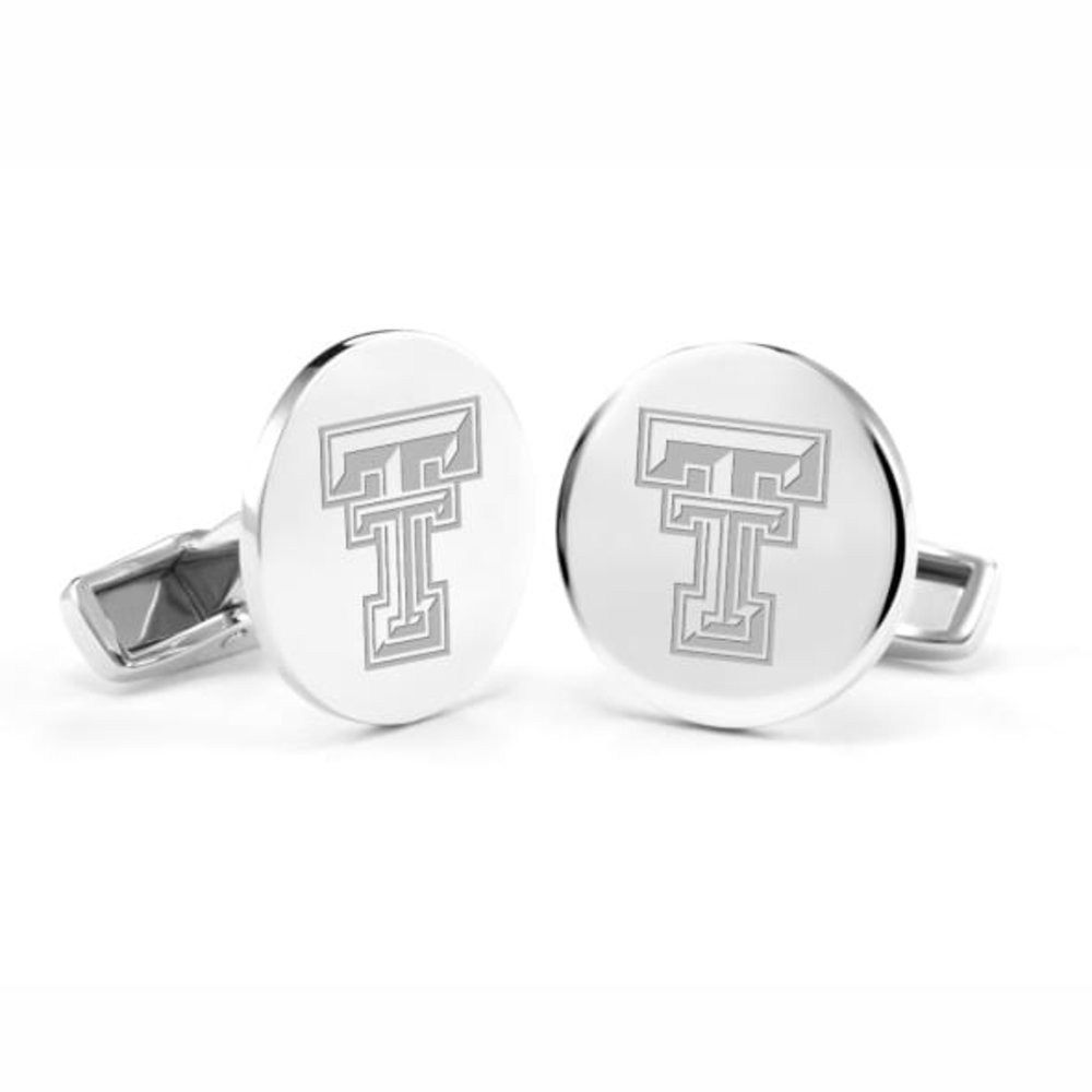 Brushed Metal Cuff Links-Texas Tech University-Silver 