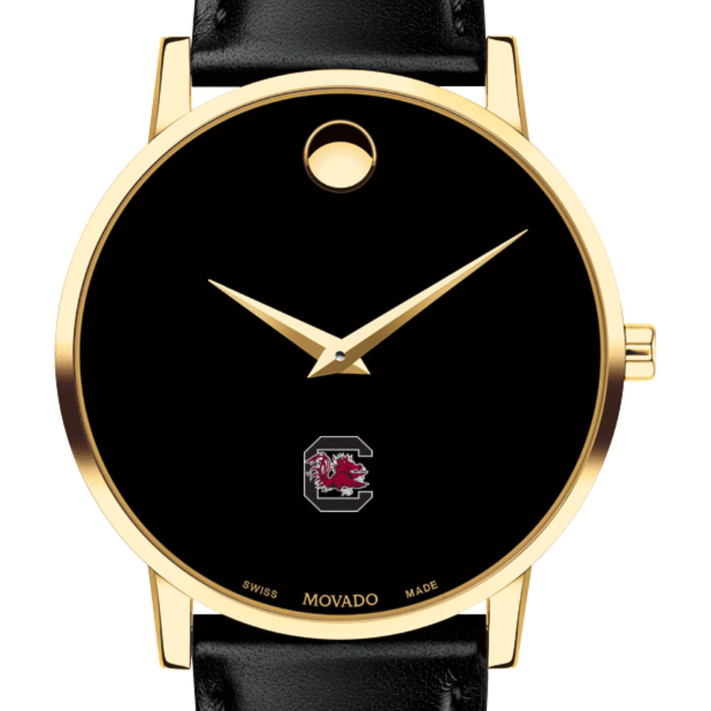 men's swiss museum classic black leather strap watch 40mm
