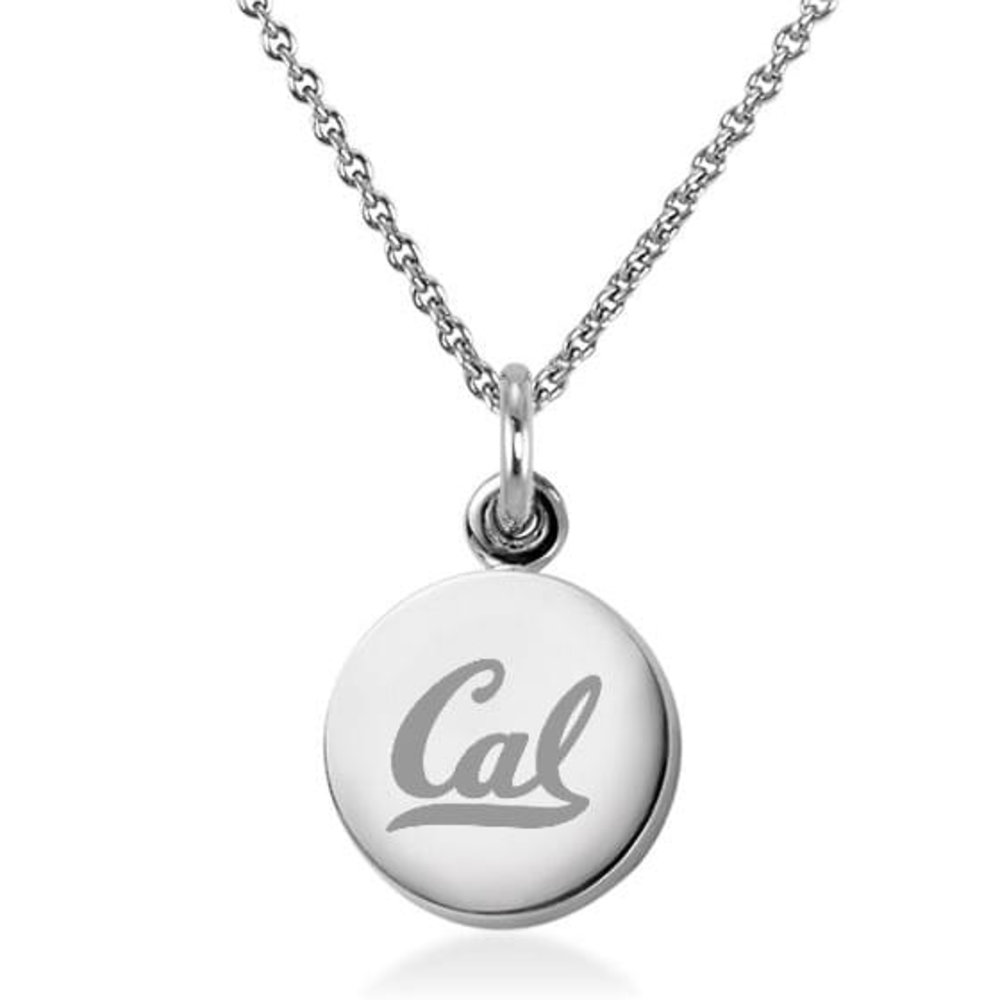 Sterling Silver Rhodium-plated Laser-cut University of California Berkeley Small Pendant w//Necklace 18
