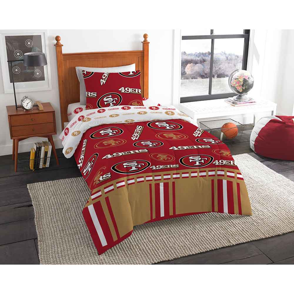 Bedding Set Queen San Francisco 49ers Repeating Print Polyester Machine