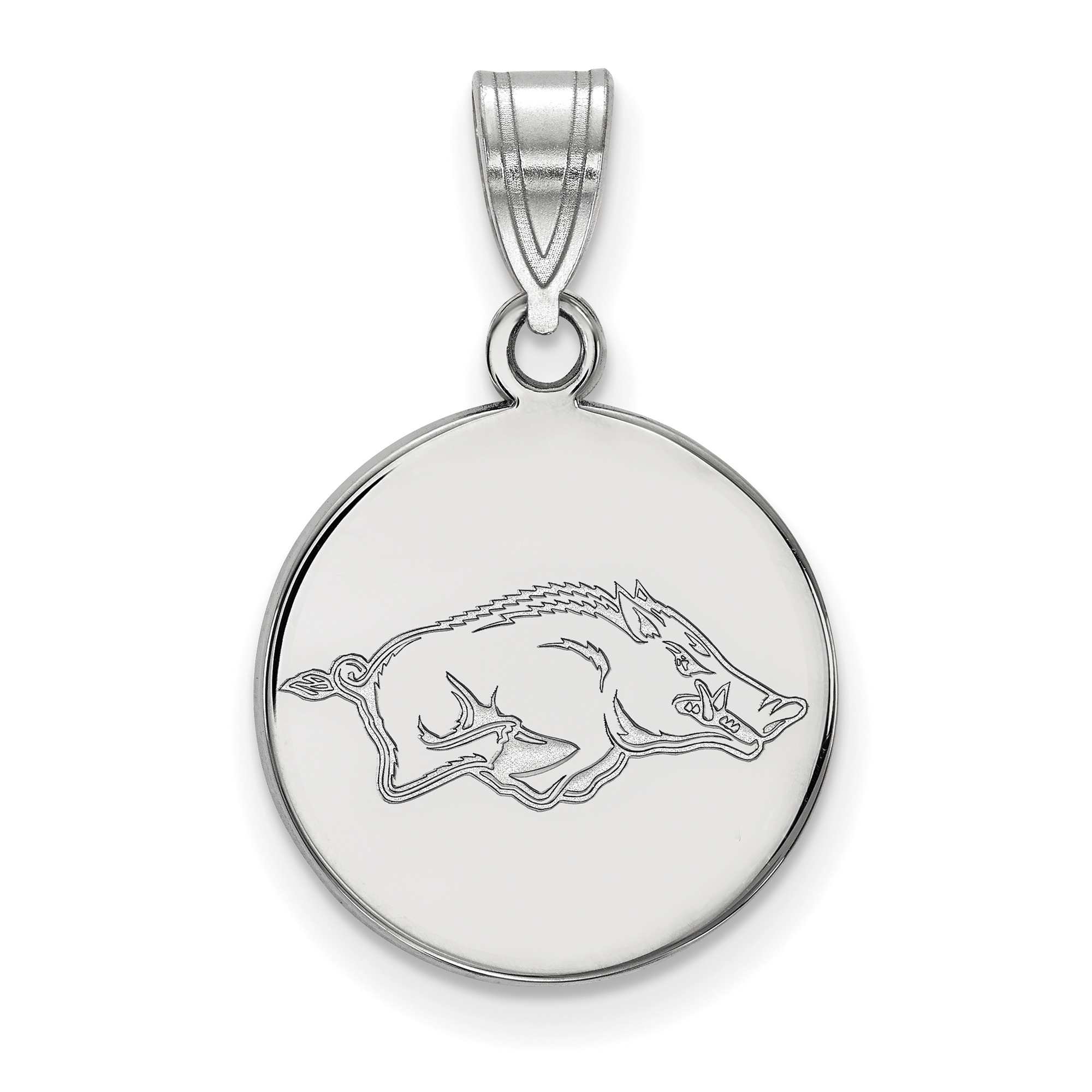 925 Sterling Silver Rhodium-plated Laser-cut University of Arkansas Small Dog Tag Pendant 