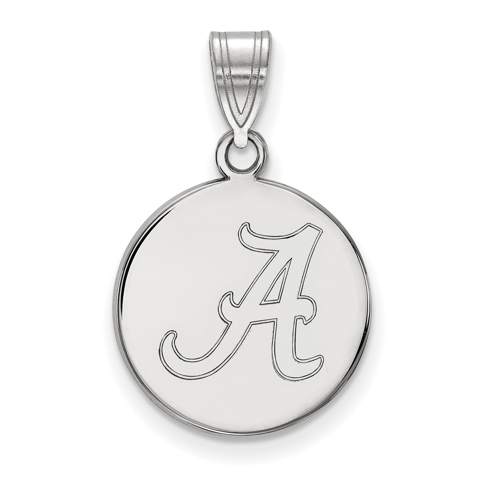 925 Sterling Silver Rhodium-plated Laser-cut University of Alabama Small Pendant w//Necklace 18