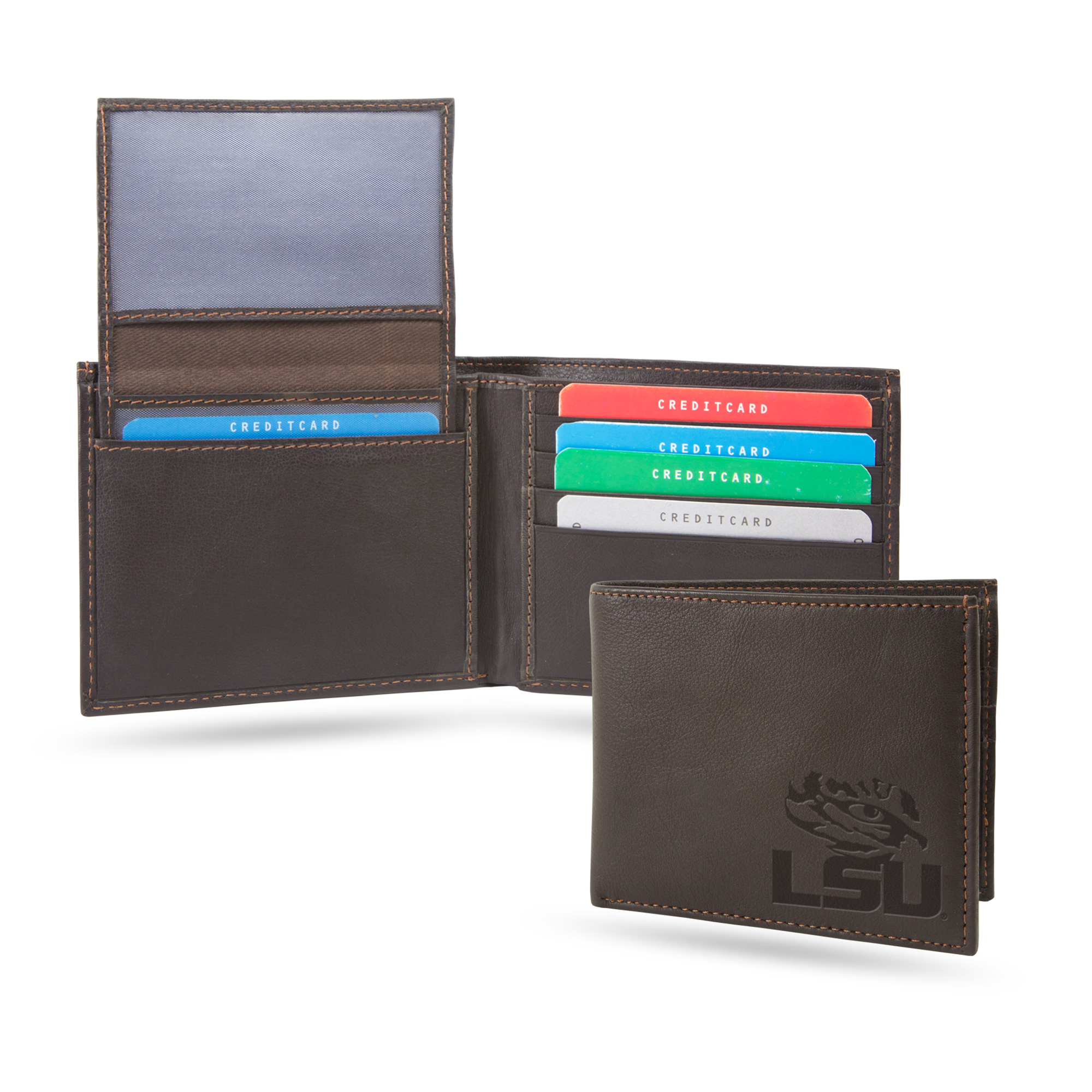 Rico NCAA LSU Tigers Embossed Leather Billfold Wallet with Man Made Interior