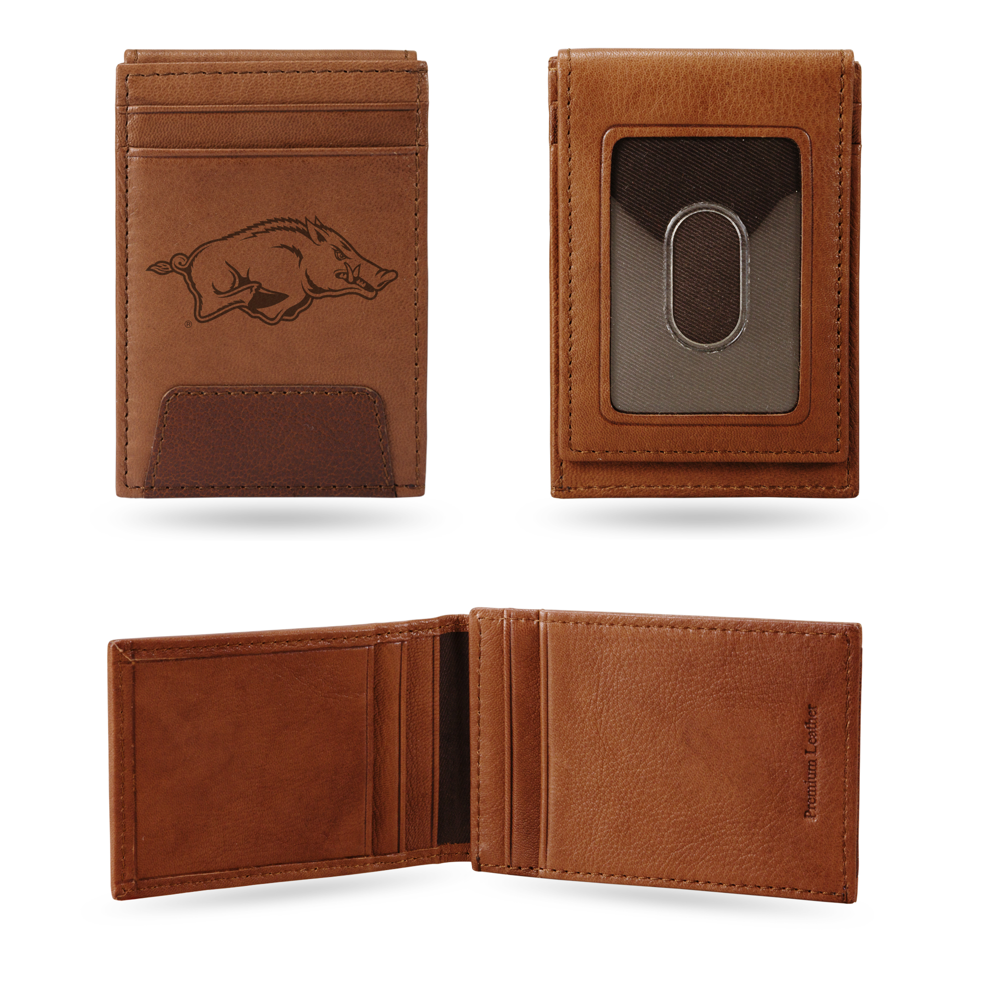 Rico Industries NCAA Laser Engraved Front Pocket Wallet Brown