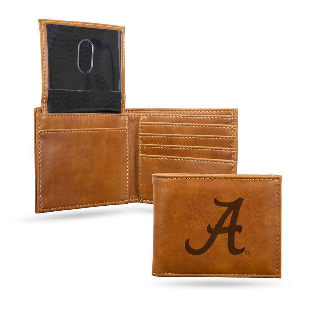 Tan Rico Industries NCAA Alabama Crimson Tide Embossed Leather Trifold Wallet 