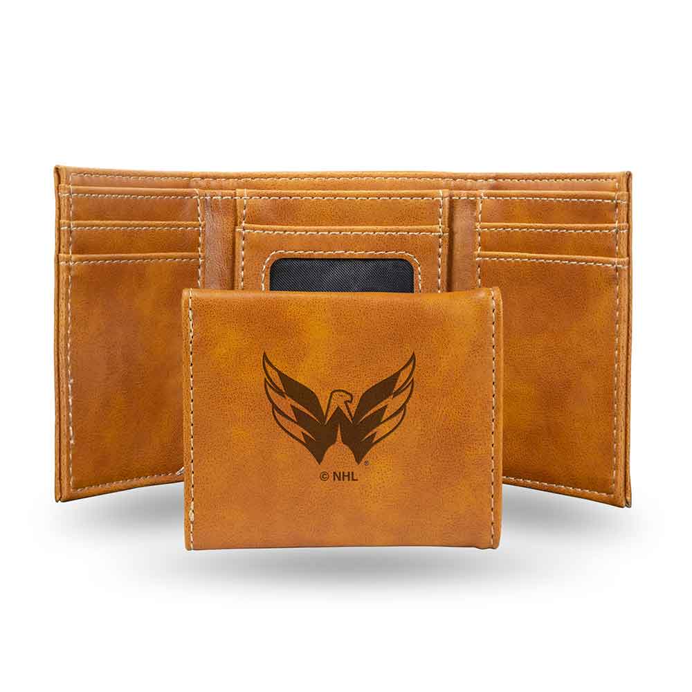 Washington Capitals NHL Embossed Logo Dark Brown Leather Trifold Wallet